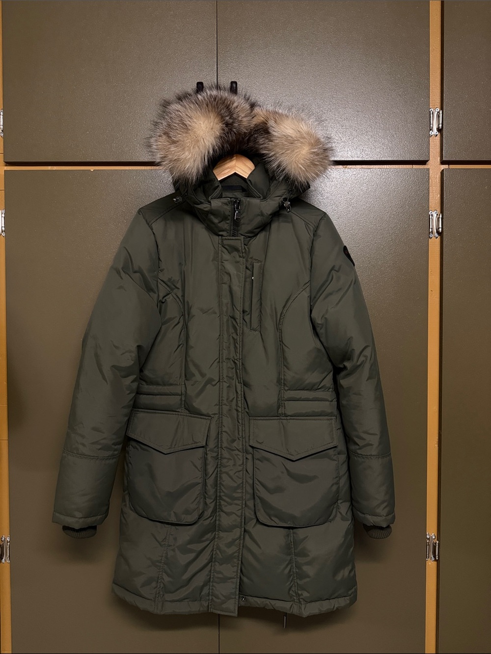 Pajar Olive Green Women's Down Parka with Fur-Trim Hood
